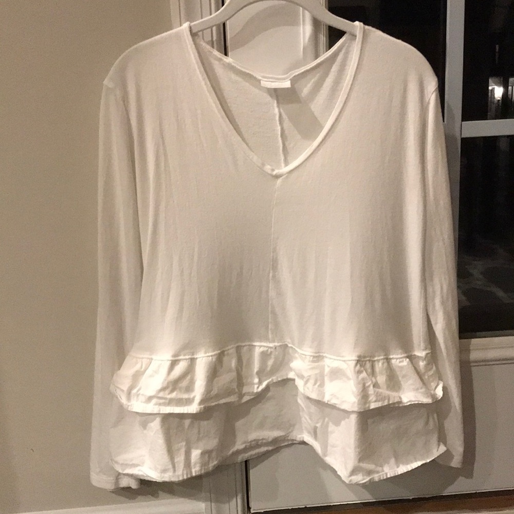 White Ruffle Long Sleeve Top - Picture 3 of 4